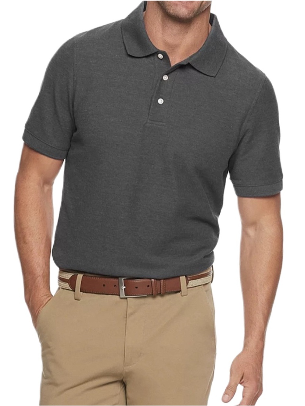 CROFT & BARROW Men's Dark Grey Performance Polo Short Sleeve Size X-Large New